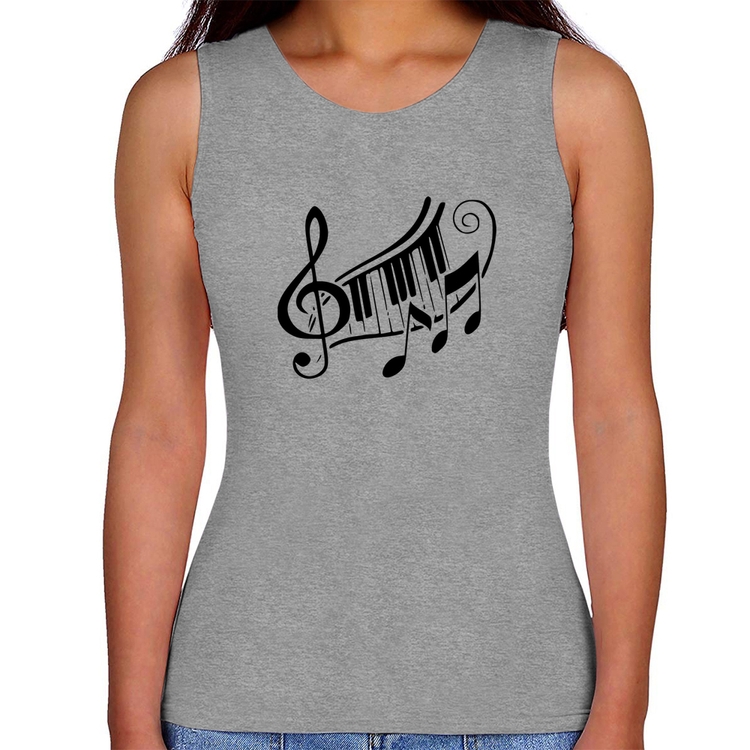 Regata Feminina Clave De Sol Teclas - Cinza