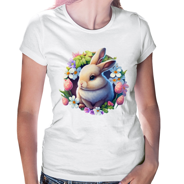Baby Look Coelhinho e flores