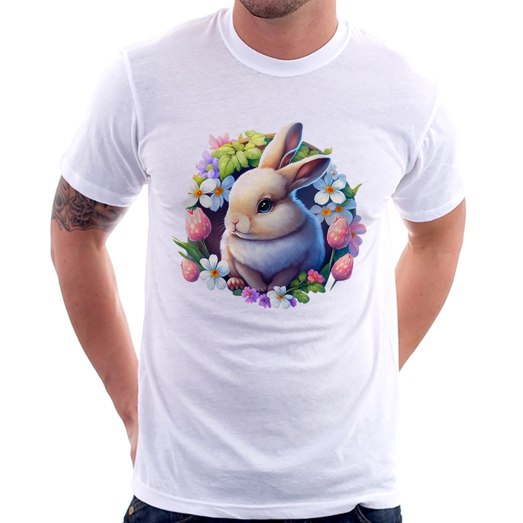 Camiseta Coelhinho e flores