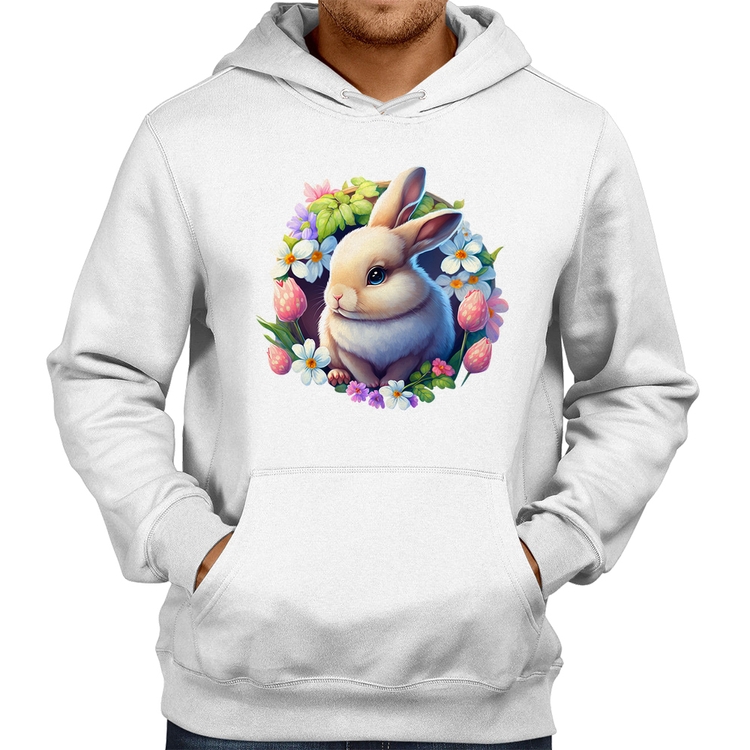 Moletom Coelhinho e flores - Branco