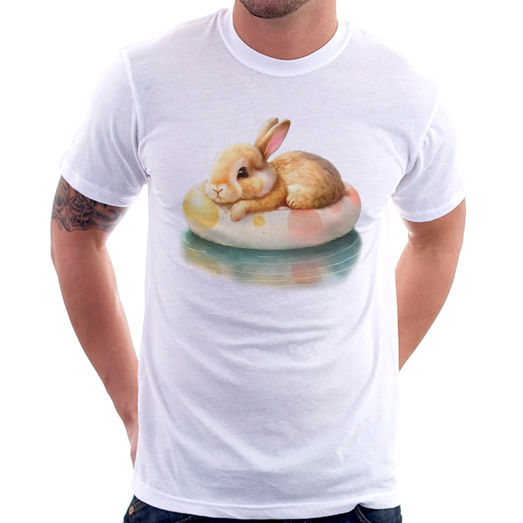 Camiseta Coelhinho Relaxando Na Piscina 