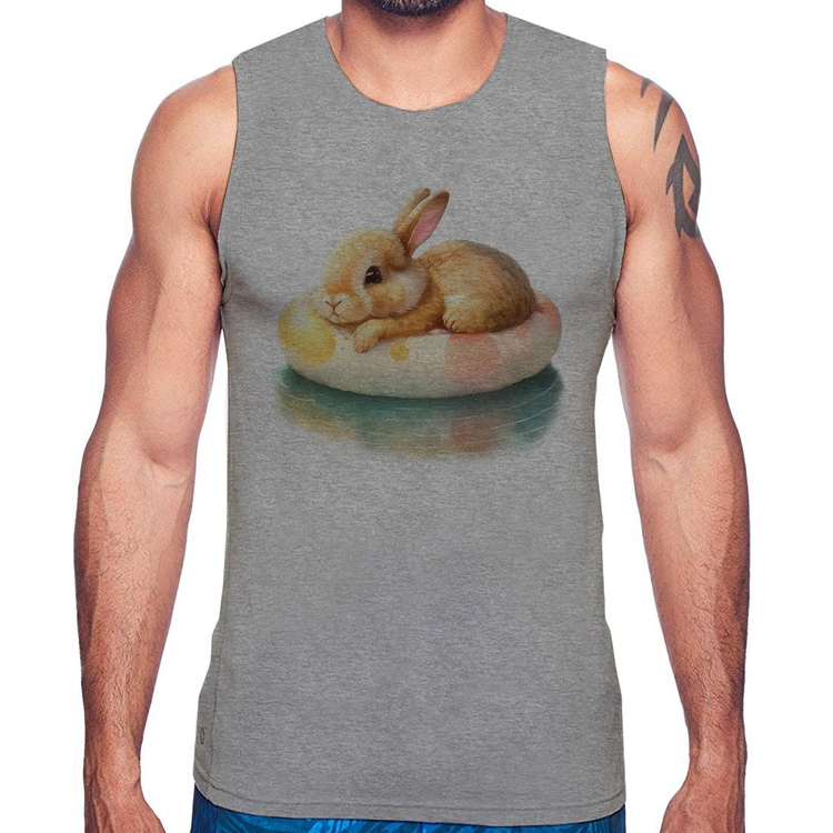 Regata Coelhinho Relaxando Na Piscina  - Cinza