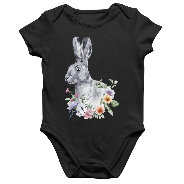Body Bebê Algodão Coelho Flores