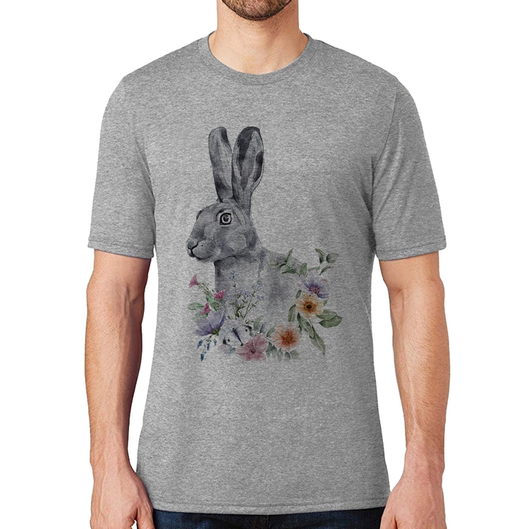 Camiseta Coelho Flores - Cinza