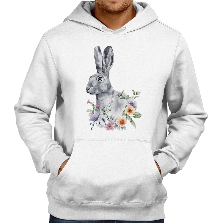 Moletom Coelho Flores - Branco