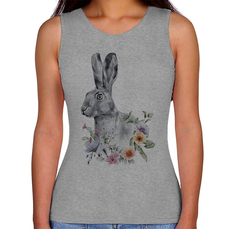 Regata Feminina Coelho Flores - Cinza