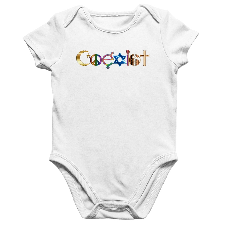 Body Bebê Algodão Coexistência Pacífica - Branco
