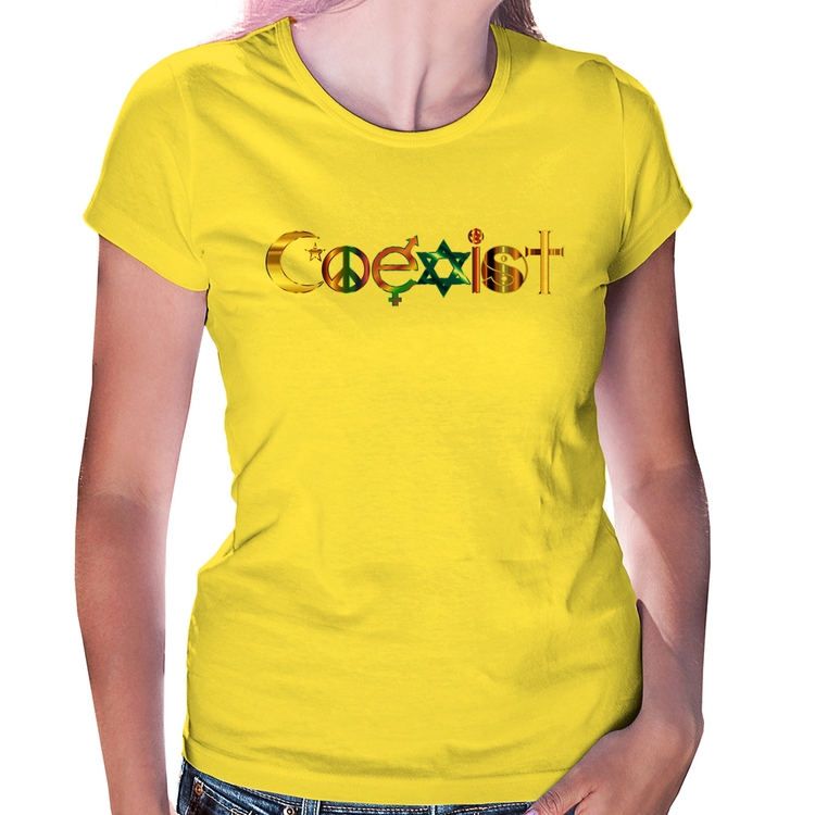 Baby Look Coexistência Pacífica - Amarela