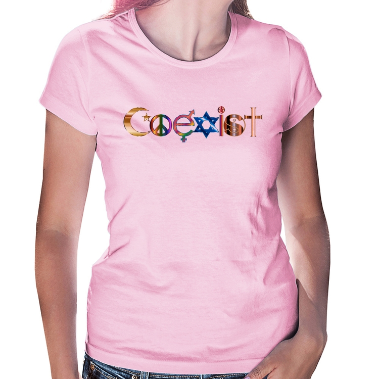 Baby Look Coexistência Pacífica - Rosa Bebê