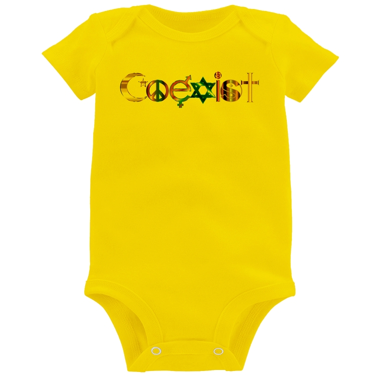 Body Bebê Coexistência Pacífica - Amarelo