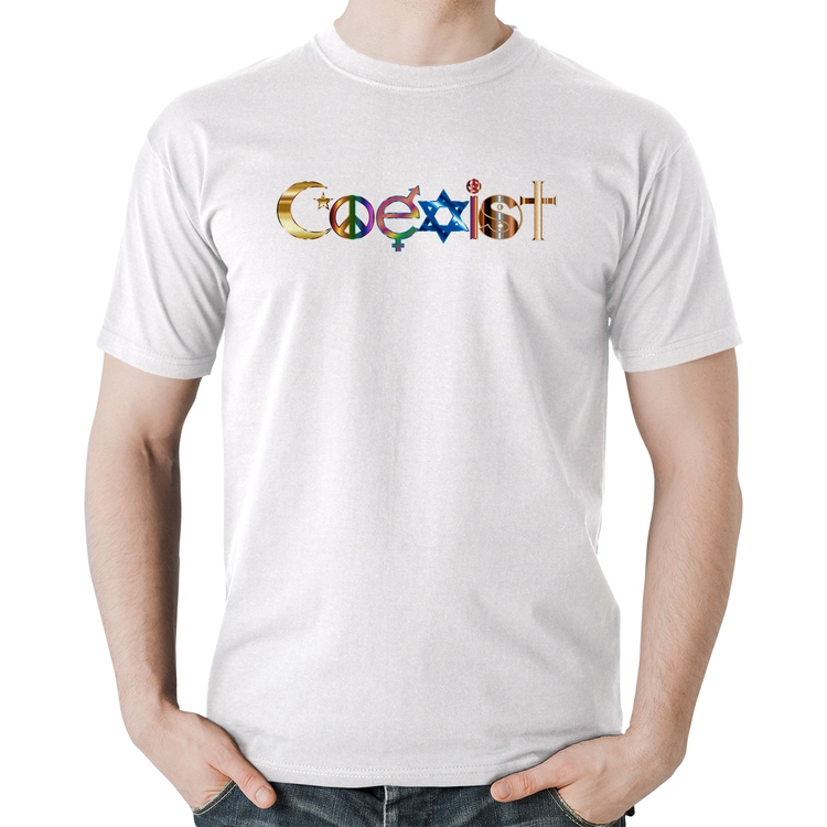 Camiseta Algodão Coexistência Pacífica - Branca