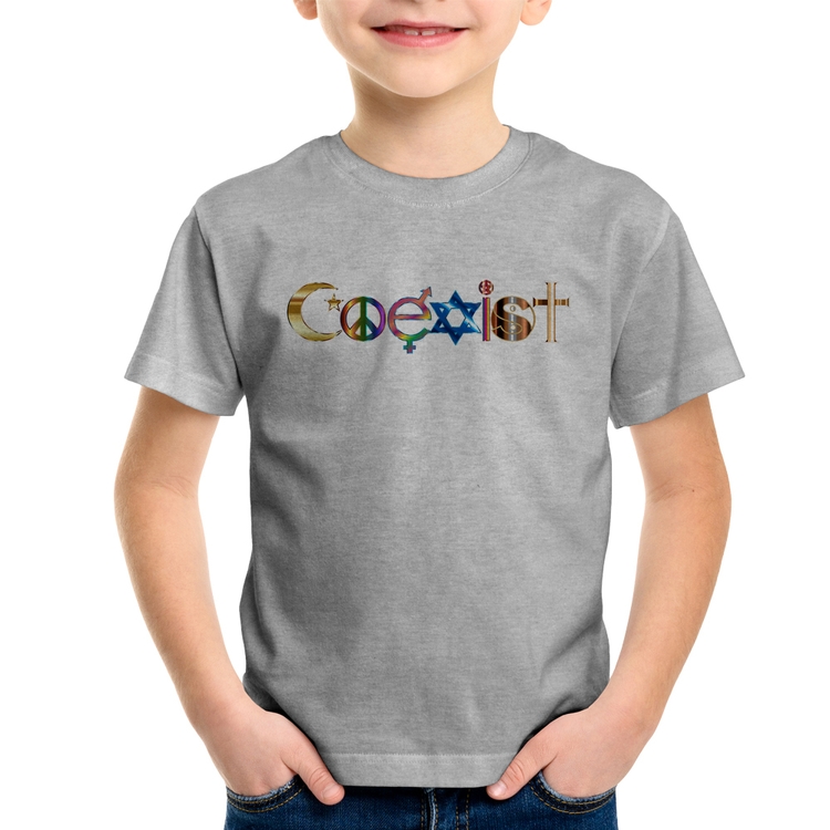 Camiseta Infantil Coexistência Pacífica - Cinza