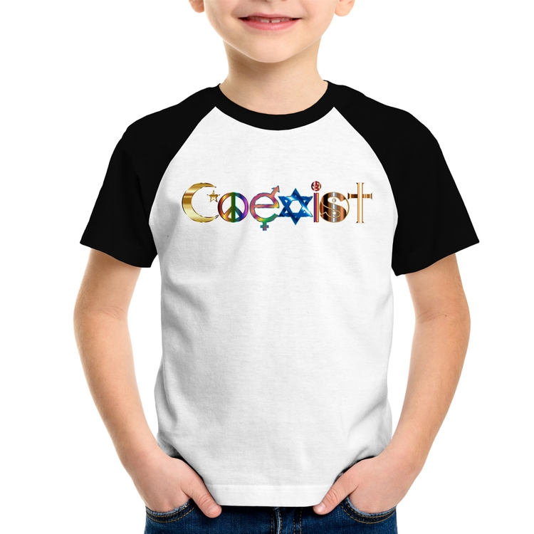 Camiseta Raglan Infantil Coexistência Pacífica
