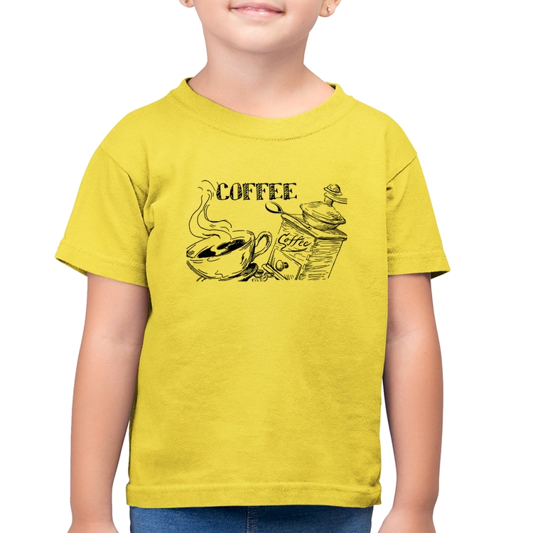 Camiseta Algodão Infantil Coffee - Amarelo Canário
