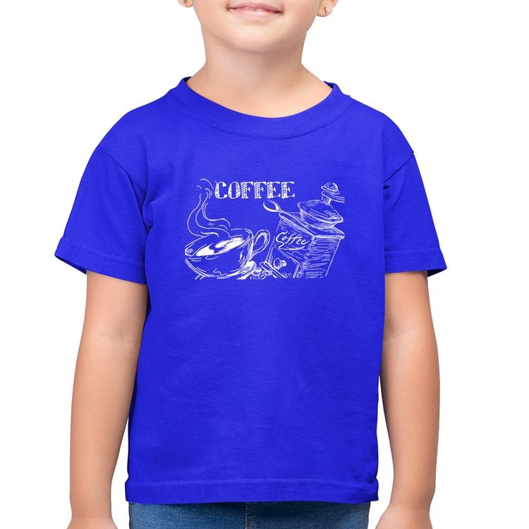 Camiseta Algodão Infantil Coffee - Azul Royal