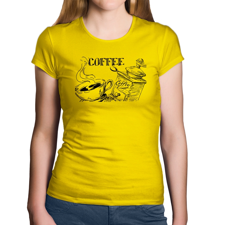 Baby Look Algodão Coffee - Amarela