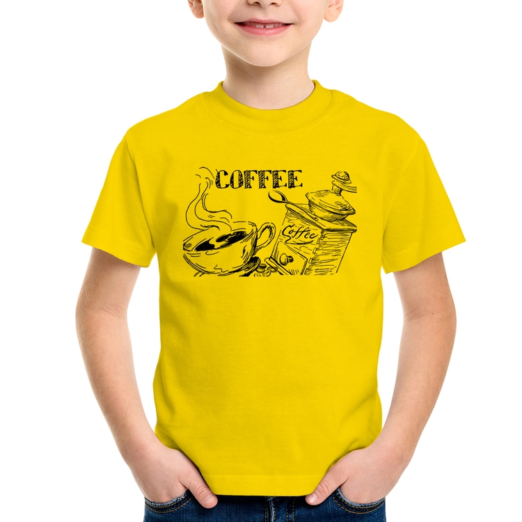 Camiseta Infantil Coffee - Amarela