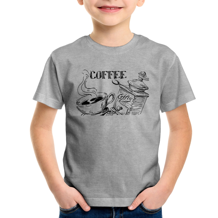 Camiseta Infantil Coffee - Cinza