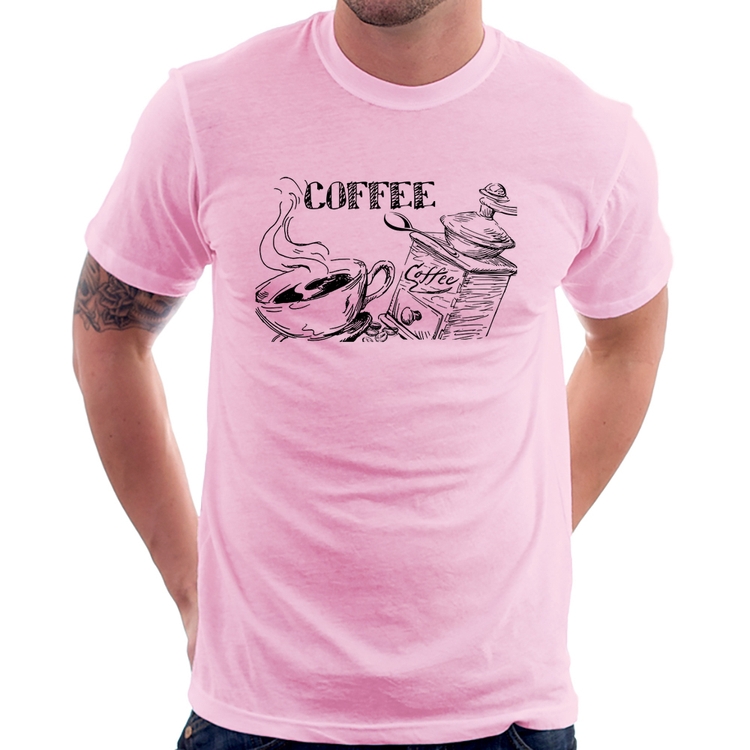 Camiseta Coffee - Rosa Bebê