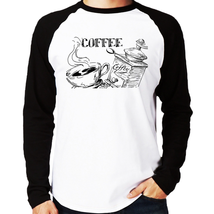 Camiseta Raglan Coffee Manga Longa