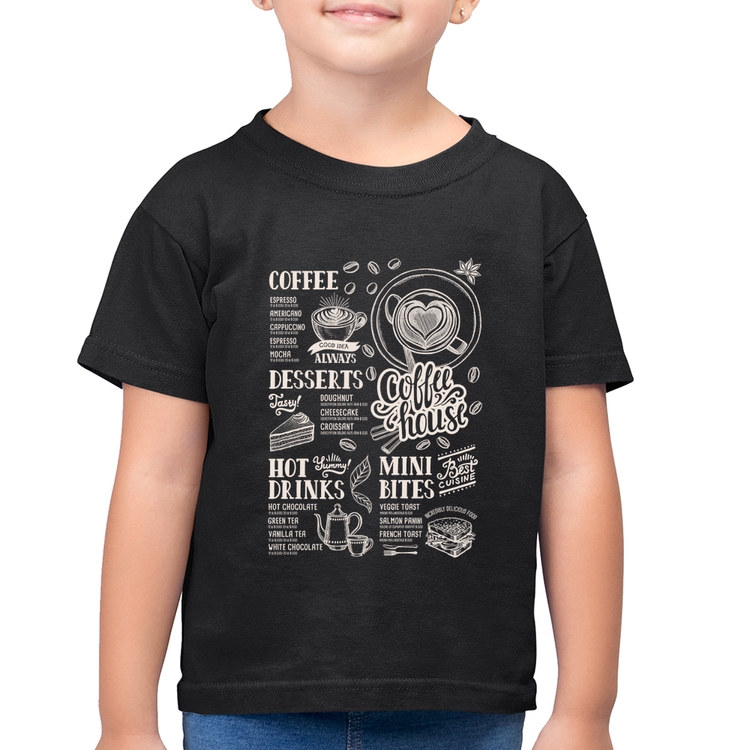 Camiseta Algodão Infantil Coffee House Vintage