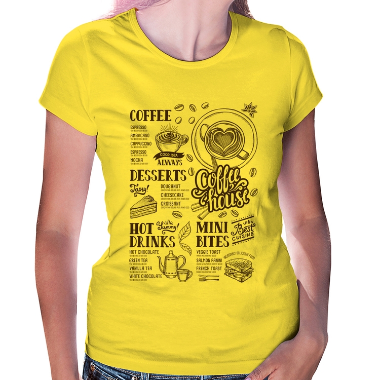 Baby Look Coffee House Vintage - Amarela