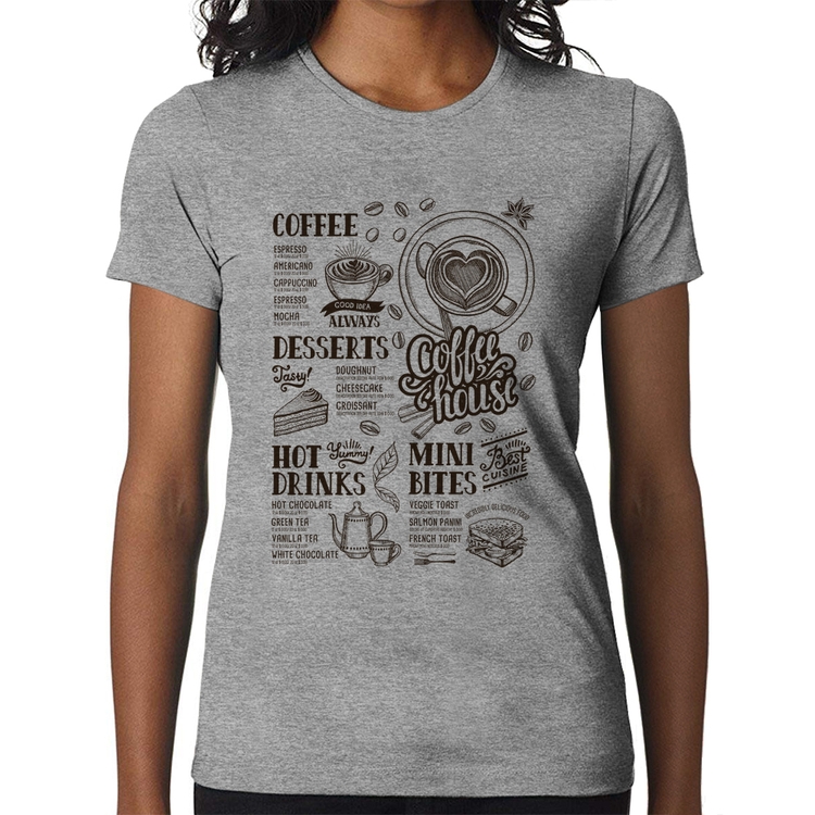 Baby Look Coffee House Vintage - Cinza