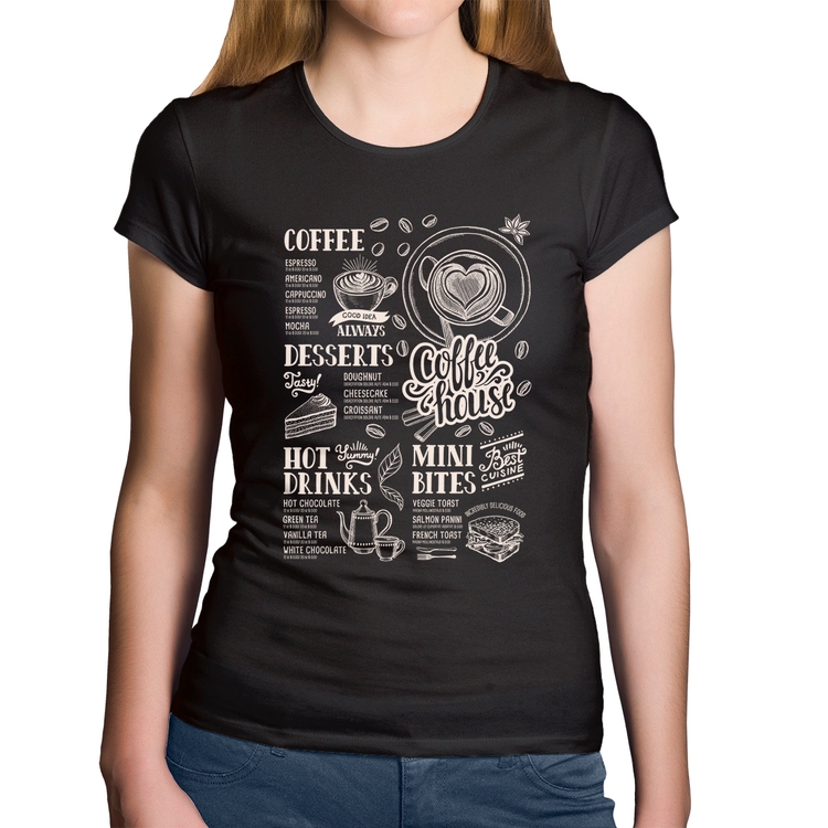 Baby Look Algodão Coffee House Vintage