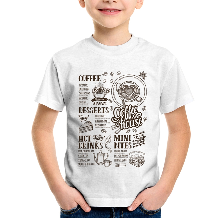 Camiseta Infantil Coffee House Vintage