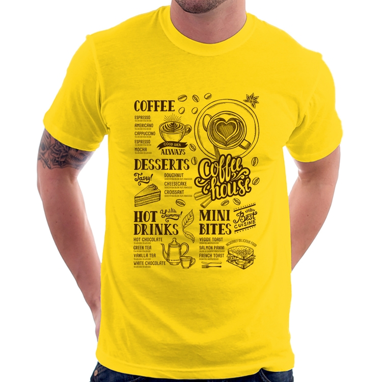 Camiseta Coffee House Vintage - Amarela