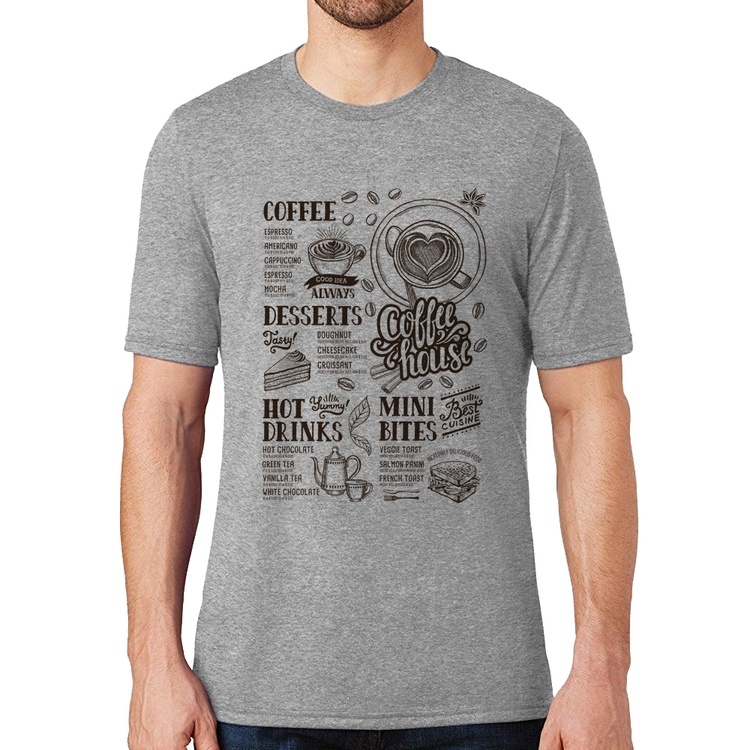 Camiseta Coffee House Vintage - Cinza