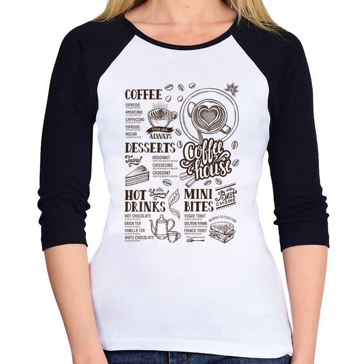 Baby Look Raglan Coffee House Vintage Manga 3/4