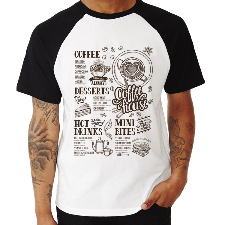 Camiseta Raglan Coffee House Vintage
