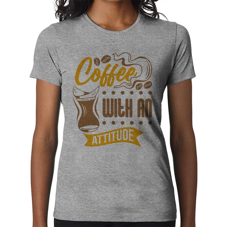 Baby Look Coffee With An Attitude - Cinza