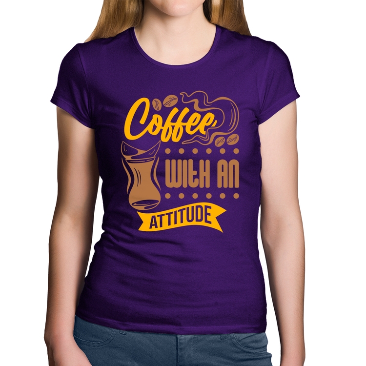 Baby Look Algodão Coffee With An Attitude - Roxa