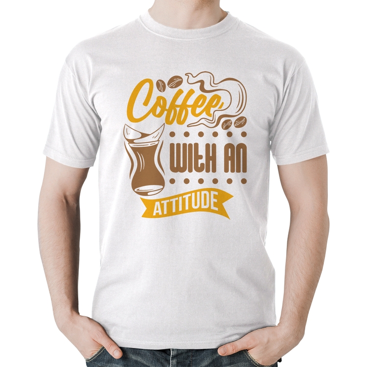 Camiseta Algodão Coffee With An Attitude - Branca