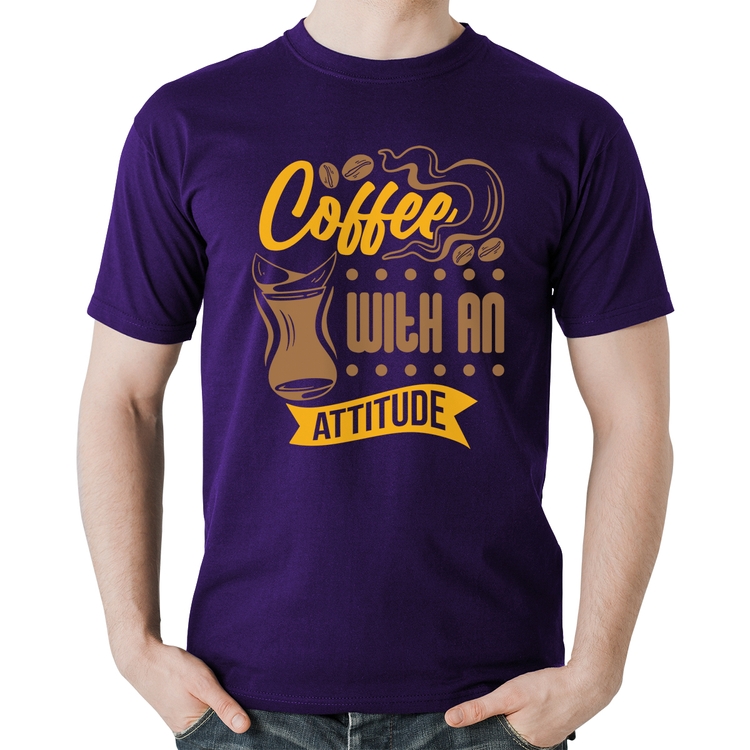 Camiseta Algodão Coffee With An Attitude - Roxa