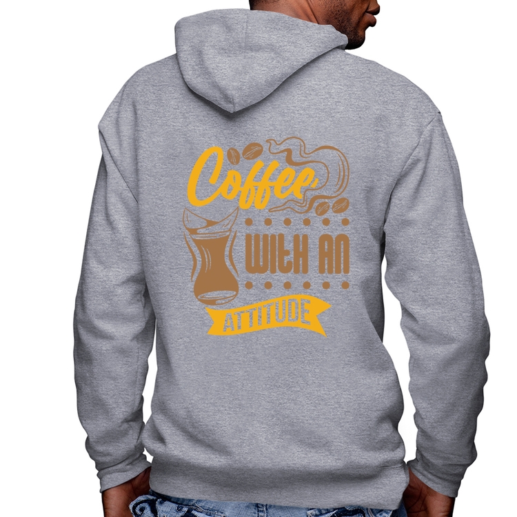 Blusa Moletom Coffee With An Attitude Masculina com Capuz e Zíper - Mescla