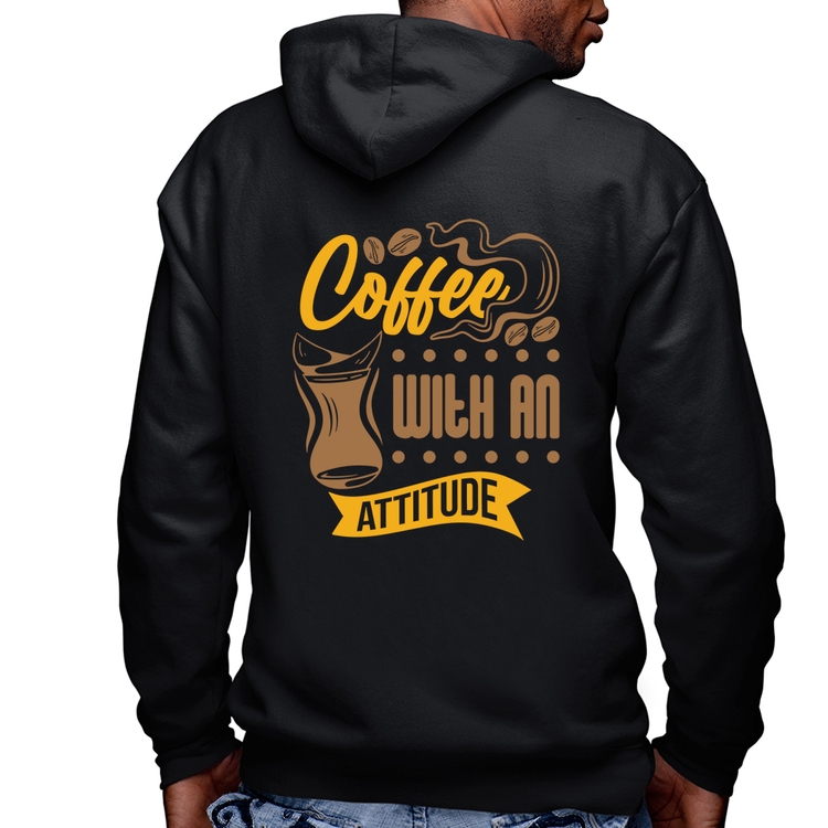 Blusa Moletom Coffee With An Attitude Masculina com Capuz e Zíper
