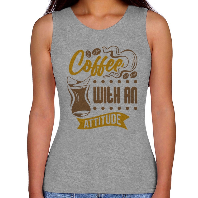 Regata Feminina Coffee With An Attitude - Cinza