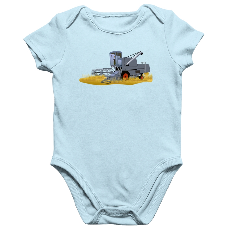 Body Bebê Algodão Colheitadeira - Azul Bebê