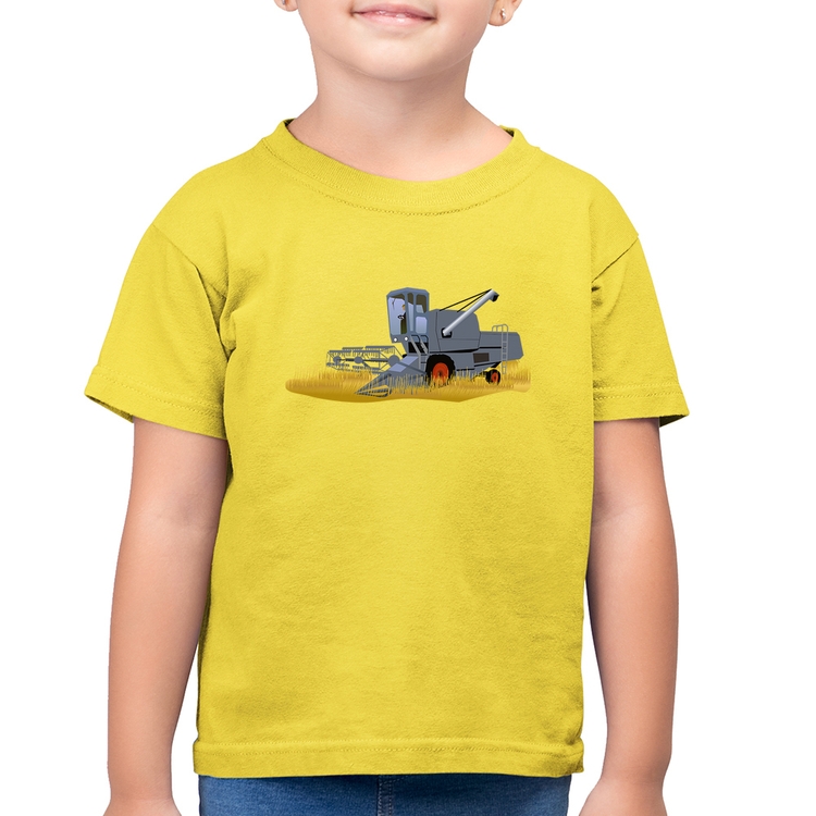 Camiseta Algodão Infantil Colheitadeira - Amarelo Canário