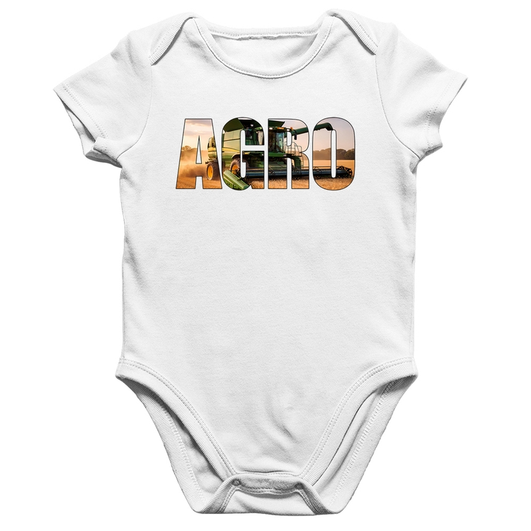 Body Bebê Algodão Agro Colheitadeira Rural - Branco