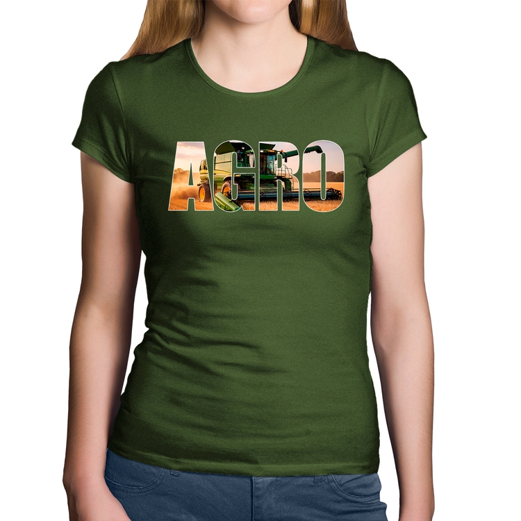 Baby Look Algodão Agro Colheitadeira Rural - Musgo