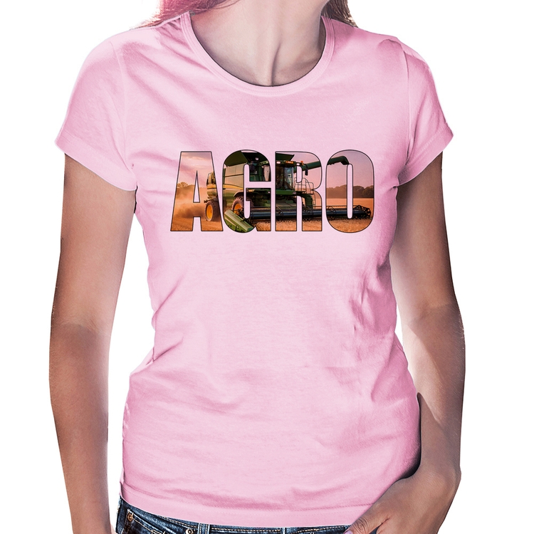 Baby Look Agro Colheitadeira Rural - Rosa Bebê