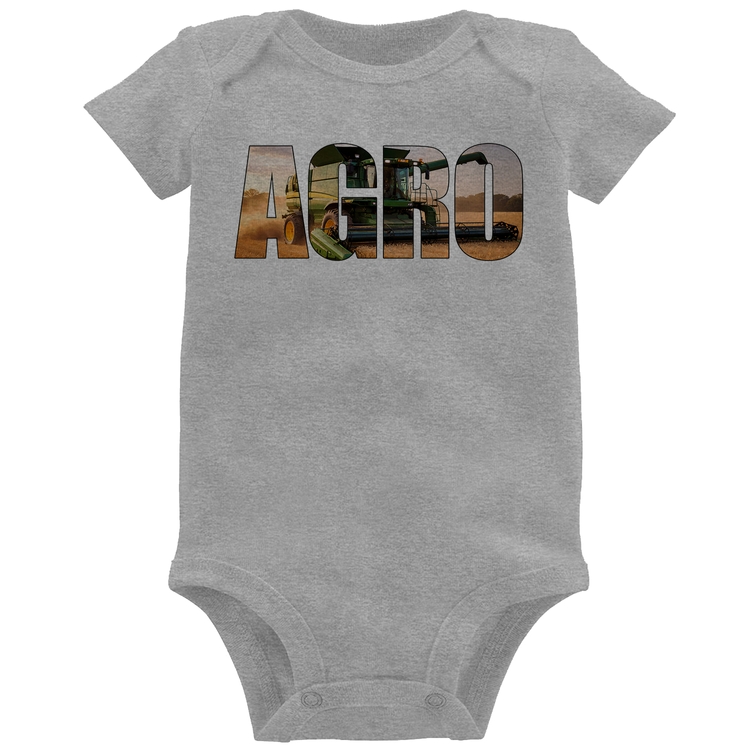 Body Bebê Agro Colheitadeira Rural - Cinza