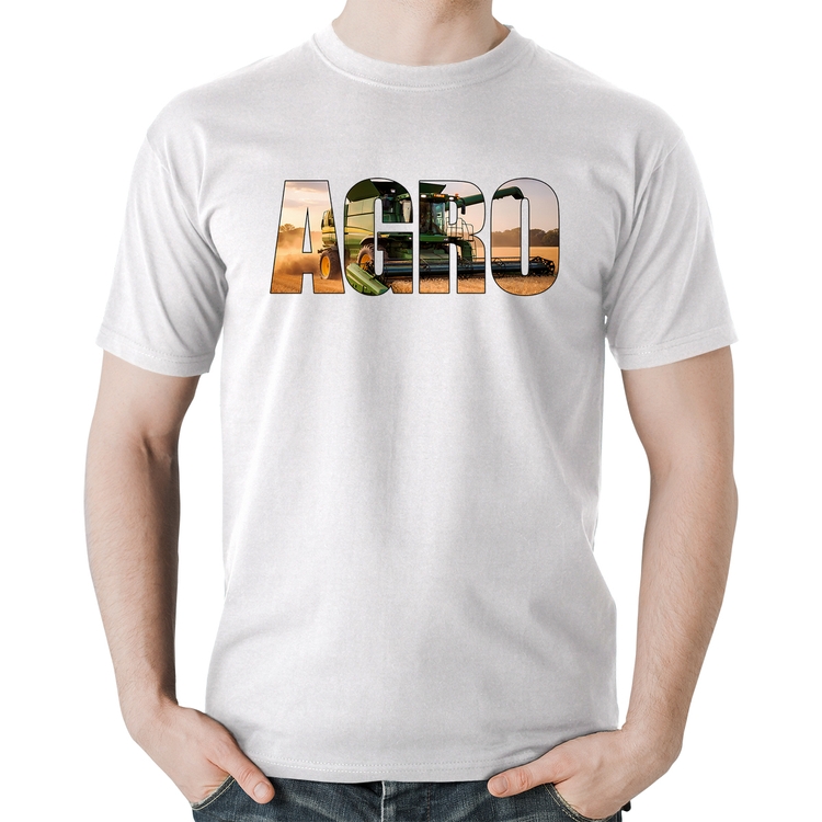 Camiseta Algodão Agro Colheitadeira Rural - Branca