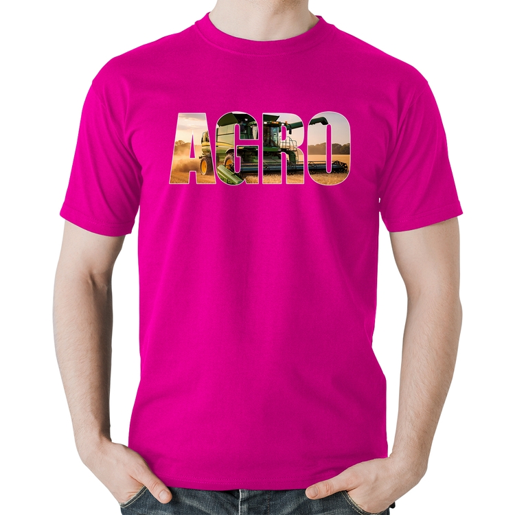 Camiseta Algodão Agro Colheitadeira Rural - Rosa