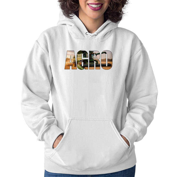 Moletom Feminino Agro Colheitadeira Rural - Branco