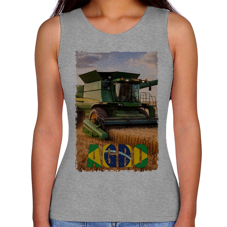 Regata Feminina Colheitadeira Agro Brasil Rural - Cinza